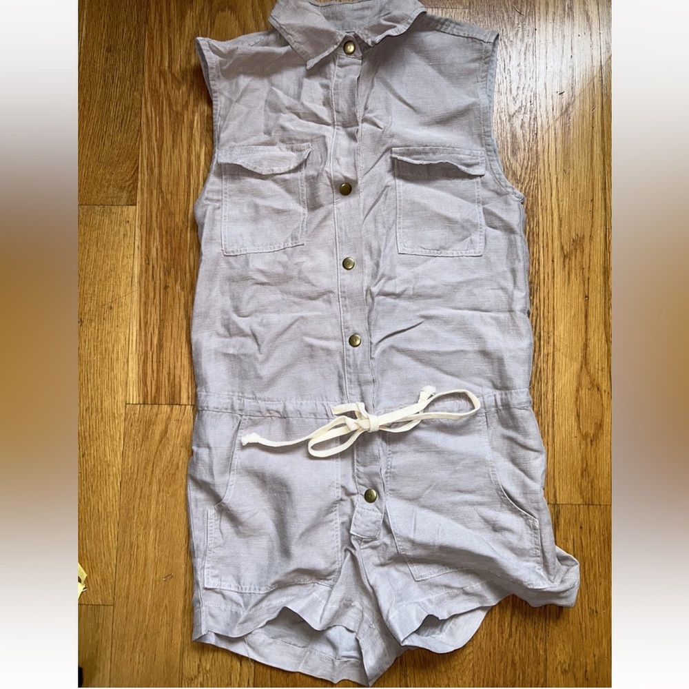 Enza Costa Linen Sleeveless Romper Beige 0 XS